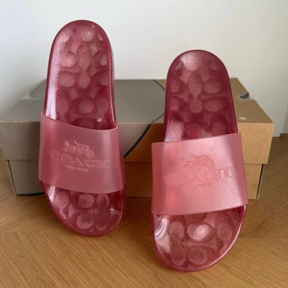 Coach Ulyssa Pink Jelly Women Pool Slides Sandals - SZ 7